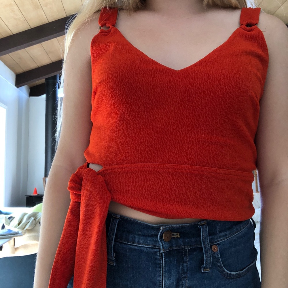 Red Orange Free People Tank Top M